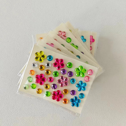 10 pieces of Mini Heart Diamond sticker Plum Blossom Star color acrylic flower sticker make-up eye patch children