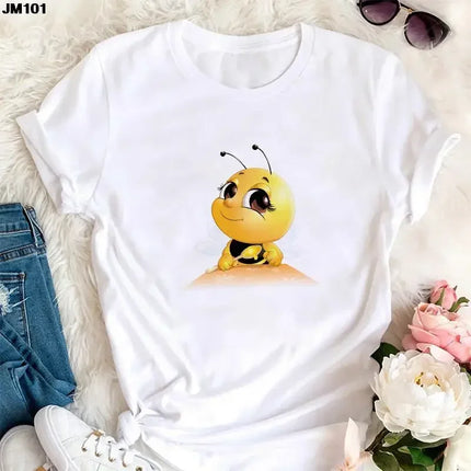Summer Kawaii Funny Little Bee Print Kids T-shirt Harajuku Children Clothing Tees Cotton Fashion Girls Boys Short Sleeve T-shirt