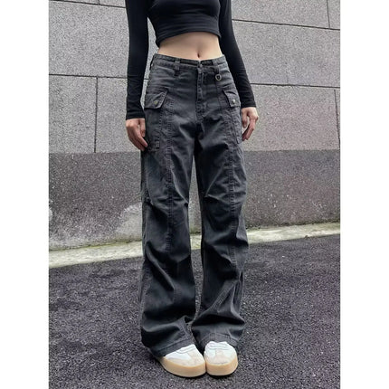2025 American style micro horn workwear jeans men's retro splicing high-en Vibe multi pocket workwear pants for med design pants