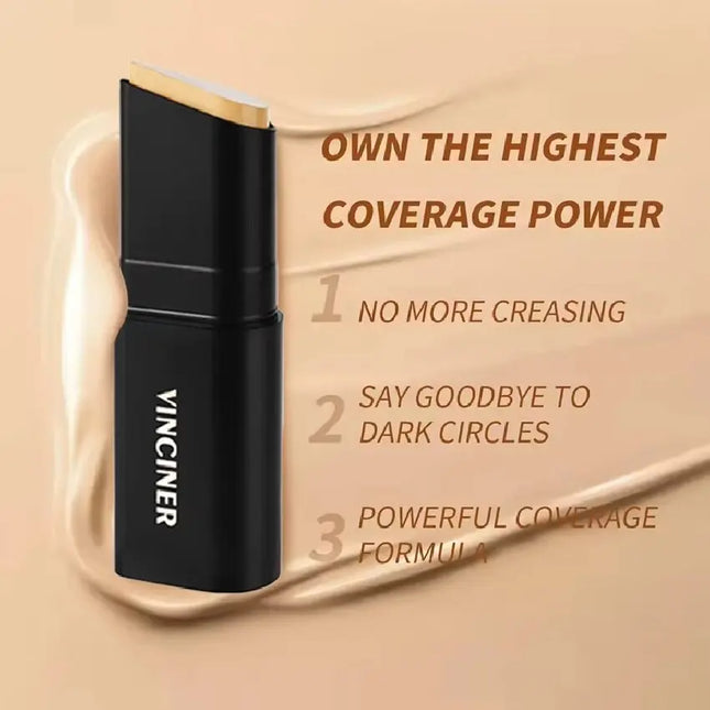 VINCINER Matte Stick Foundation Cream Long-Wear Waterproof Covers Dark Circles Full Coverage Concealer Stick for Base Makeup