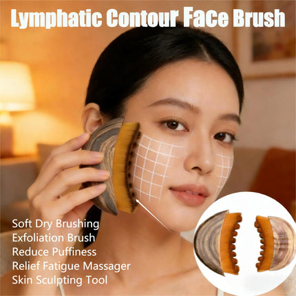 Lymphatic Contour Face Brush Soft Exfoliation Brush Reduce Puffiness Relief Fatigue Massager Skin Sculpting Tool Dry Brushing
