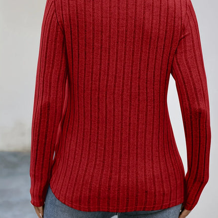 Plus Size Women's Long Sleeve Ribbed Knit Button Detail Top Elegant Casual Comfort Perfect for Any Occasion