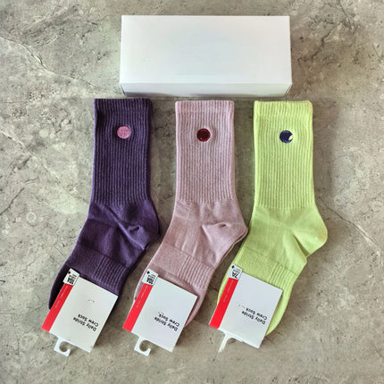 New Men Women Combed Cotton Embroidered Logo Two Bars Casual Sports Socks Running Fitness Breathable Trendy Socks