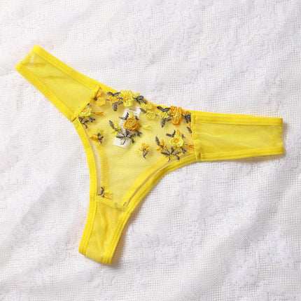 Women Sexy Lace Lingerie Push Up Lingerie Semi-Sheer Bra And Panty Sets Female Erotic Underwear Flower Embroidery Bralette Set