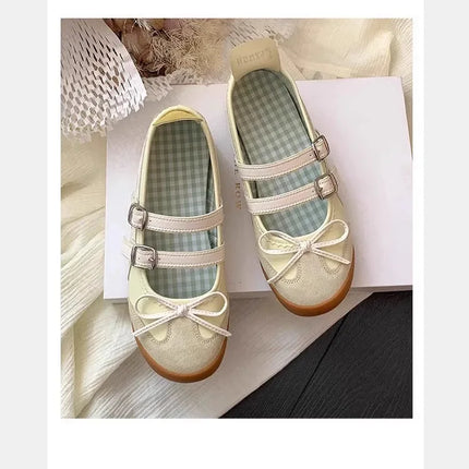 Women Flats Bow Ballet Dance Mary Jane Shoes Summer Sandals 2024 Fashion New Brand Dress Designer Casual Shallow Zapatos Mujer
