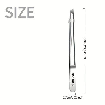 Stainless Steel Slant Tweezers Precision for Eyebrow Grooming, Eyelash Application & Trimming Suitable for Beard, Mustache