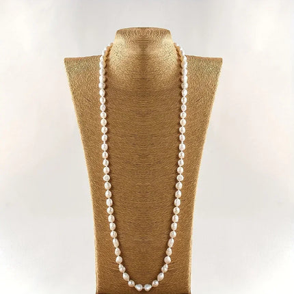 DAINASHI 8-9mm Baroque Natural Freshwater Pearl Necklaces for Women 86cm Long Sweater Necklaces Jewelry Gift Wholesale