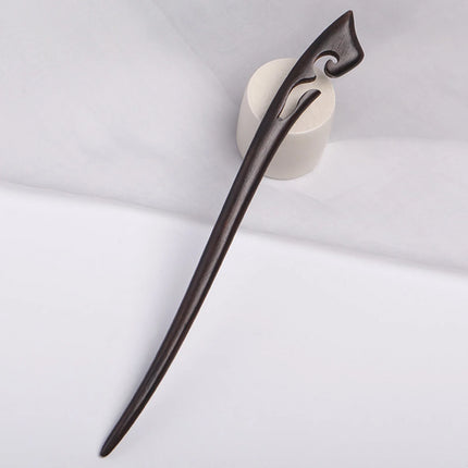 Ebony Wood Hairpins Handmade Purple Sandalwood Hair Stick for Women Fine Pattern Vintage Chinese Hair Pin Accessories