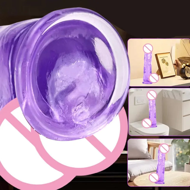 Realistic Purple Butt Plug Dildo Masturbator Soft Penis Beginner Dildo With Strong Suction Cup Anal Adult Sex Toys for Women 18+