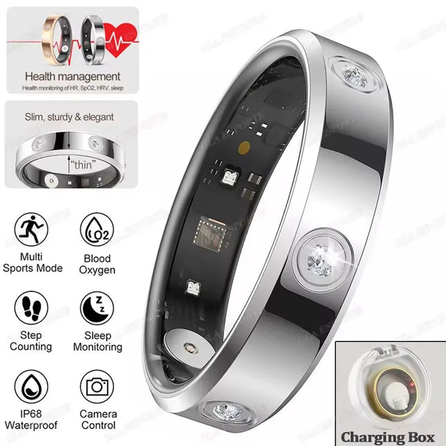 2026 Smart Ring Women Men Super Narrow 6.3mm Heart Rate Health Stress Measurement Monitor IP68 Waterproof Fashion Sports Rings