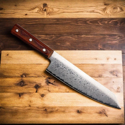 DamascusPattern Chef Knife Kitchen Knives Pattern Sharp Japanese Santoku Knife Cleaver Slicing Knife Solid Wood Handle Cuchillos