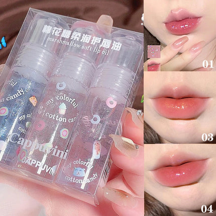 1/3Pcs Transparent Glitter Lip Gloss Set Clear Water Light Lip Glaze Moisturizer Color Changing Lip Oil Jelly Mirror Lipsticks