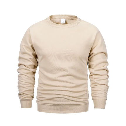 Men's Crew Neck Sweatshirts Solid Color Sweatwear Spring Outdoor Casual Daily Long Sleeve Pullover Hoodie Man Sportswear