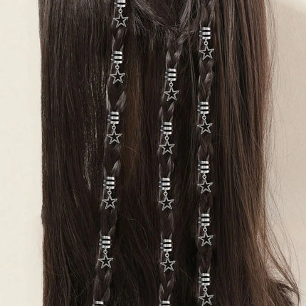 10pcs/set Star shape Metal Hair Ring, Dreadlocks Beads Hair Braid DIY Pendant Hair Accessories Metal Cuffs Decoration/Accessories