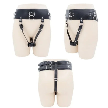 BDSM Leather AV Wand Vibrator Holder Harness Woman,Forced Orgasm Sex Suit Lingerie,Bondage Restraints,Chastity Belt,Adult Games