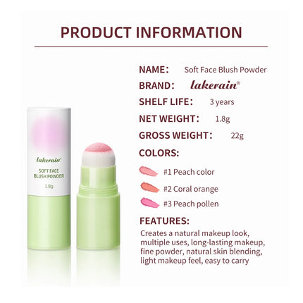 Lakerain Blush Stick Cheek Lip Tinted Moistured Long-wearing Flush Blusher Silky Brighten Blush Cream Cosmetics Matte Nakeup