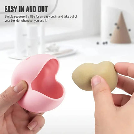 Makeup Sponge Travel Case, Eco-Friendly Silicone Porous Beauty Sponge Storage Case, Travel Portable Makeup Powder Puff Storage C