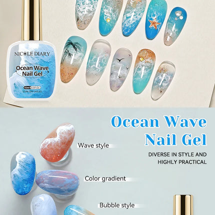 NICOLE DAIRY 15ml Bubble Ocean Wave Glue White Gel Nail Polish Summer Nail Poke Varnish UV LED Soak Off Gel For Nail Art Manicur