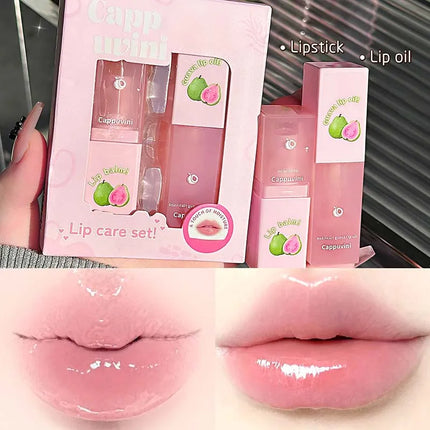 Guava Lip Care Set Fade Liplines Moisturizing Lip Balm Kit Hydrating Lip Gloss Relieve Dryness Soothing Lips Jelly Lips Mask Set