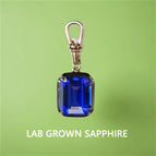 Lab-grown Sapphire / 7x9mm-Silver