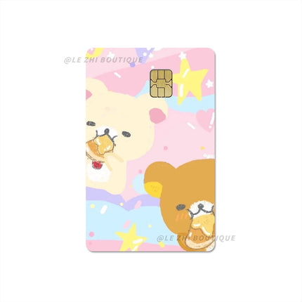 Japan Anime Cute Cartoon Bear Credit Debit Card Sticker Kawaii Bus Pass Diy Waterproof Small Chip Film Sticker Decoration