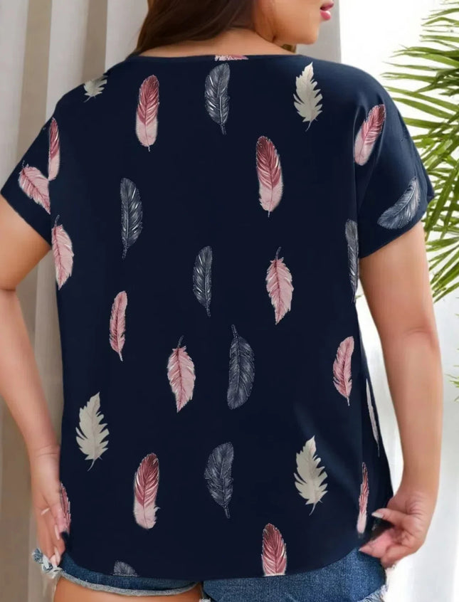 Women's plus size special loose casual top shirt short sleeved spring and autumn popular women's clothing