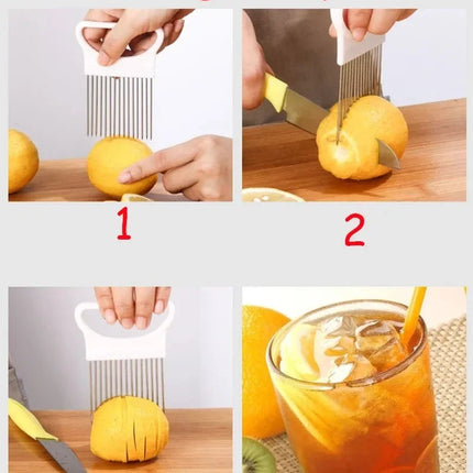 1/2/3/4pcs Effortlessly Slice Onions with this 1pc Colorful Onion Slicer Kitchen stainless steel potato chip onion holder