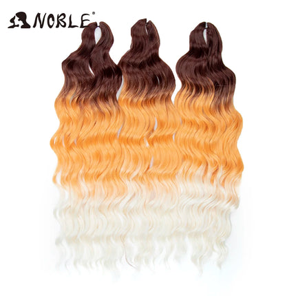 Noble Braiding Hair Extensions 24 Inch Synthetic Hair Water Wave Ombre Rainbow color Deep Wave Curl Twist Crochet Hair Extension
