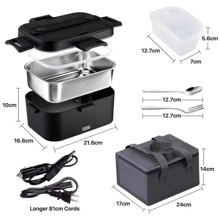 1.8L Food Heater 3 in1 Portable Leakproof Heated Lunch Box 75W  Electric Lunch Box for Car Office with Insulated Carry Bag