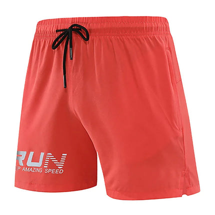 Men Thin Quick Dry Sports Running Shorts Drawstring Waist Side Split Print Gym Workout Fitness Training Walking Short Pants