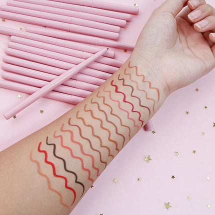15colors Custom Bulk Lipliner Private Label Pink Package Vegan Lipstick Waterproof Rotating Multi-functional Lip Liner Makeup