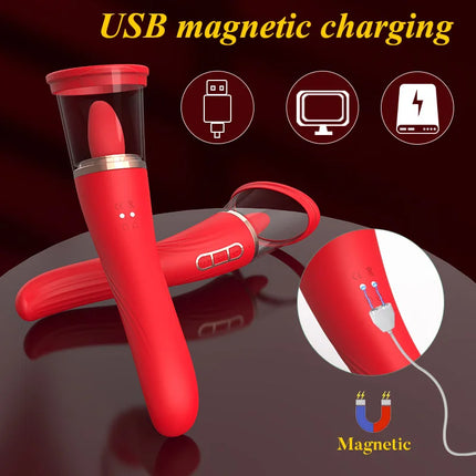 Tongue Licking with Sucking G Spot Vibrator 3 in 1 Sex Toys for Women Powerful Clitoral Nipple Oral Sucker Stimulation Massager