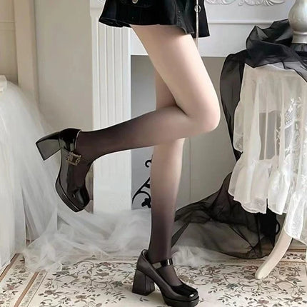 Women Y2K Gothic Gradient Tights Sexy Push-Up Nylon Pantyhose For Kawaii Lolita Stockings Cute