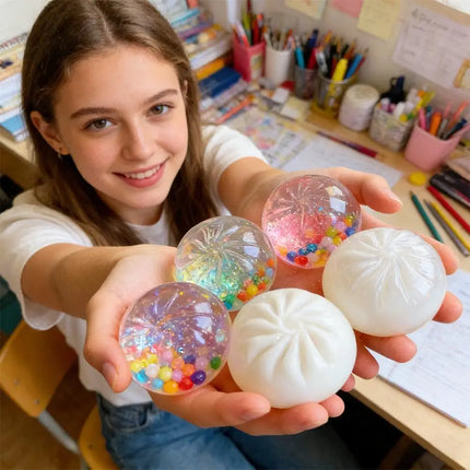 5/1PcsDIY Steamed Bun Stress Relief Toy Sensory Fidgets Toy Simulated Food Slow-rebound Decompression Toy