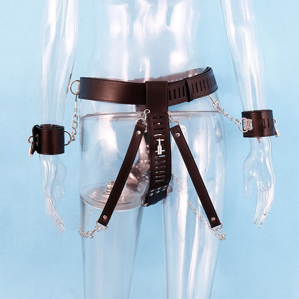 Leather Panty Bondage with Handcuffs Sexy Toys Chastity‬ Slave BDSM Sex Furniture Gay Harness  Tools for Couples