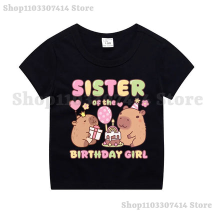Capybara Kids Short Sleeve Tee Girl Cute Cotton T-shirt Summer Clothing Children Anime Cartoon Tops Fashion Casual Clothes Gifts