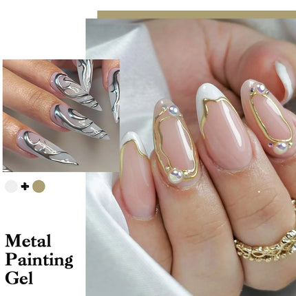 2/3pcs Mirror Metal Gel Nail Polish Set Gold Silver Metallic Painting Drawing Line Gel Semi Permanent Soak Off UV Gel Varnish