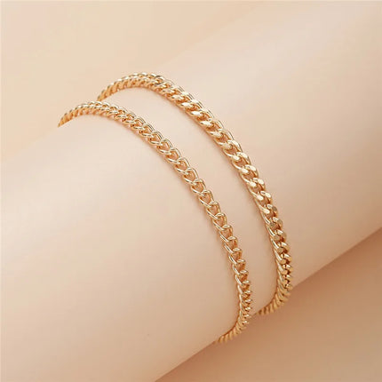 YOBEST Gold Color Double-Layer Anklets For Women Girl New Trend Leg Chain Waterproof Jewelry Gift Party