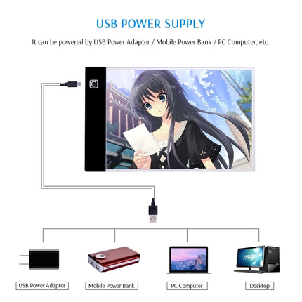 A3/A4/A5 Three Level Dimmable Led Light Pad Drawing Board Pad Tracing Light Box Eye Protection Easier for Diamond Painting