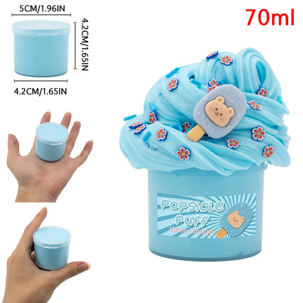 2.37oz Scented Butter Fluffy Popsicle Slimes Kit Stretchy Super Soft Sludge And Non-Sticky Charms Polymer DIY Party Favors Gifts