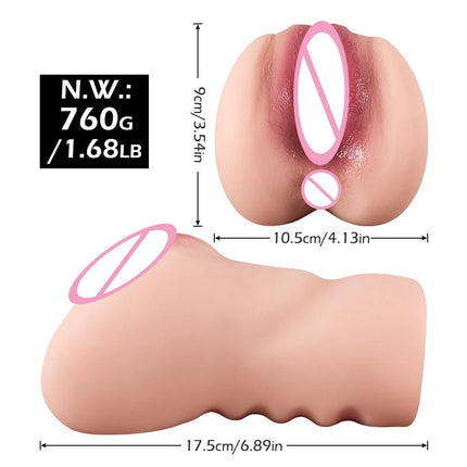 2in1 Realistic Textured 3D Tight Sleeve Pussy Pocket Silicone Sex Doll Sex Toys for Men Artificial Vagina Pussy Male Masturbator