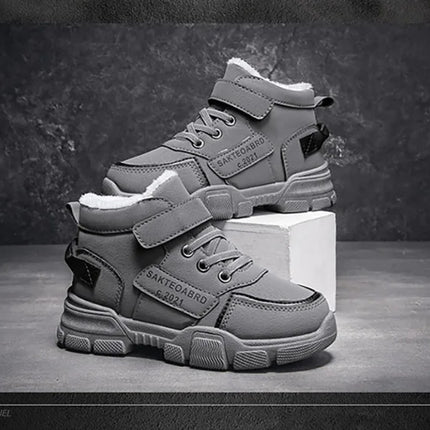 Winter Children's Boots Boys Plus Cashmere Thicken Warm Snow Boots Girls Non-slip Outdoor Boots Student Shoes Hiking Shoes