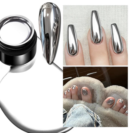AWStorG 5ML Super Silver Metallic Gel Nail Polish Metal Effect Painting Gel Chromes Varnish Semi Permanent for Nail DIY
