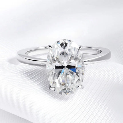 Certified 4.5CT Oval All Moissanite Engagement Rings for Women 925 Sterling Silver Sparkling Lab Diamond Wedding Ring Jewelry