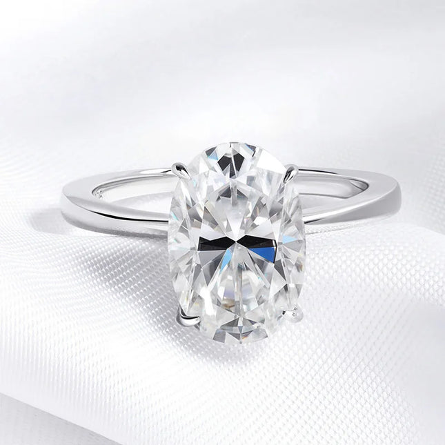 Certified 4.5CT Oval All Moissanite Engagement Rings for Women 925 Sterling Silver Sparkling Lab Diamond Wedding Ring Jewelry