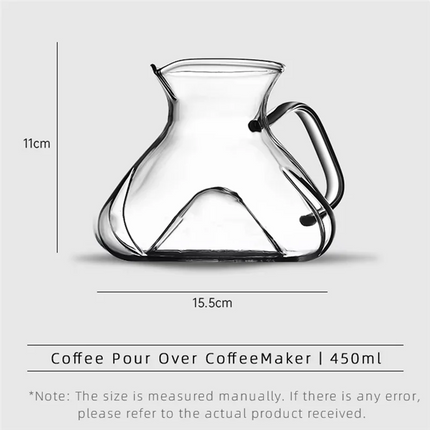 ABZV-Glass Carafe Sharing Pot 450Ml Brew Coffee Utensil Water Level Display Mark Maker Accessory A