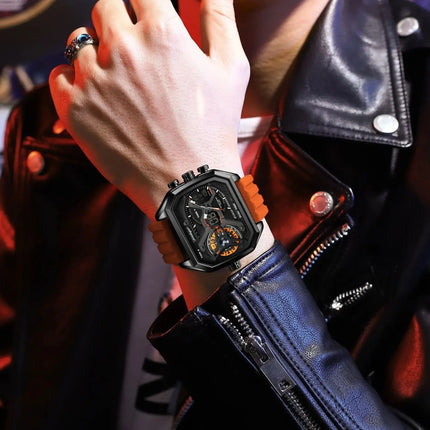POEDAGAR Sports Men Wristwatch Date Week Chronograph Luminous LED Man Clock Silicone Strap Electronic Men's Quartz Watches Reloj