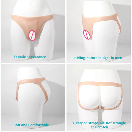 ONEFENG Realistic Silicone Panties Gays Pussy Pants  Sexy Fake Vagina Form Crossdresser Transgender Shemale Drag Queen Cosplay