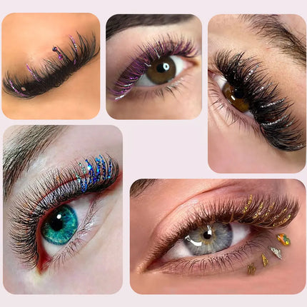 Fashion Glitter Lash Extensions Crystal Colorful Individual False Lash Mix Colors Shiny Russian Volume Professional Lash