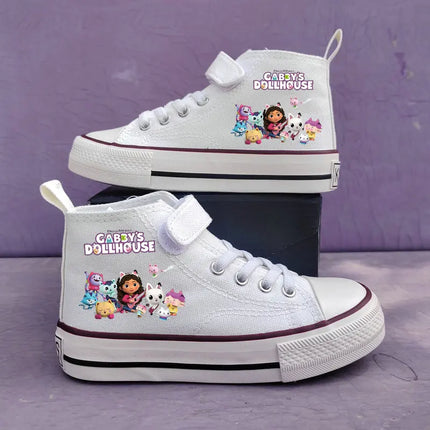New Gabby's Dollhouse Children's Shoes Student High Top Canvas shoes Girls Anti-slip Outdoor Shoes Kids Sport Shoes